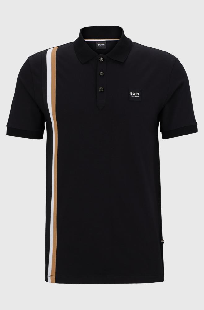 BOSS Equestrian GLEN Signature Stripe Poloshirt Black L