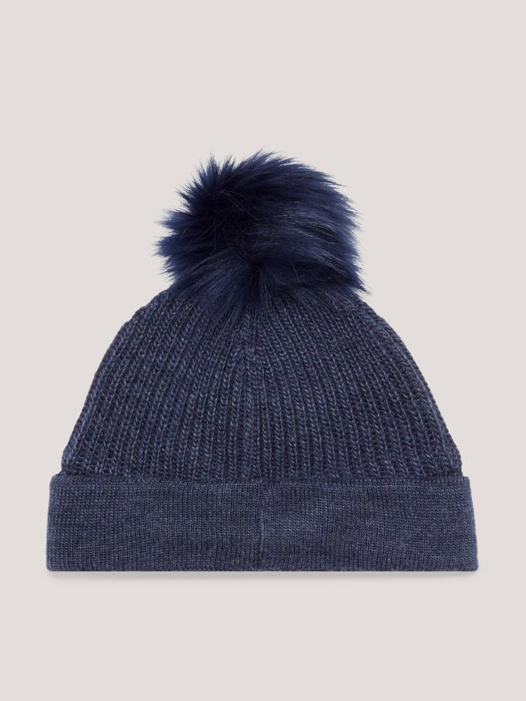 TH Strick Beanie POM POM indigo blue one Size TH Strick Beanie POM POM indigo blue one Size