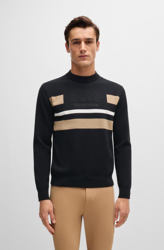 Boss Equestrian BRAD Strickpullover mit Logo Black XL